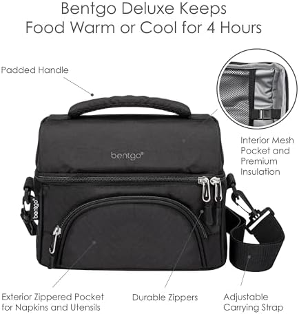 Bentgo Deluxe Insulated Lunch Bag with Adjustable Strap & Outer Pocket