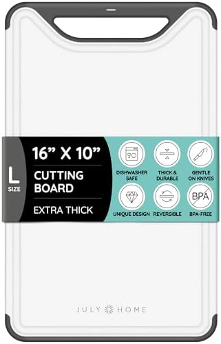 Cutting Boards for Kitchen, Plastic Cutting Board, Dishwasher Safe Cutting Board with Juice Grooves, Thick Chopping Board Easy Grip Handle & Non-Slip (Black, 16"x10")