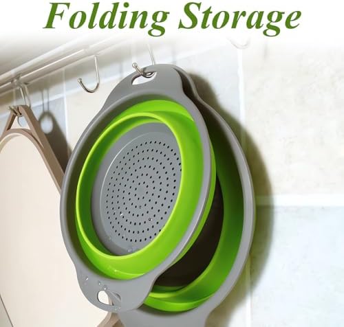 Collapsible Colander Set of 3, Space-Saving Foldable Strainer for Kitchen