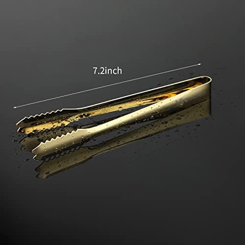 MSY BIGSUNNY 7 Inch Ice Tongs, Thickened Stainless Steel Sugar Cube Serving Tongs with Teeth for Tea, Party, Coffee, Bar, Food - Set of 2, Golden