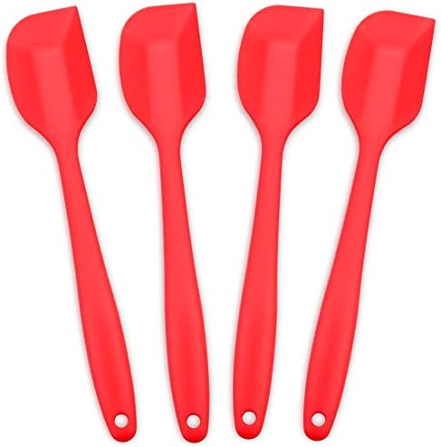 4-Piece Silicone Spatula Set with Stainless Steel Core, Red
