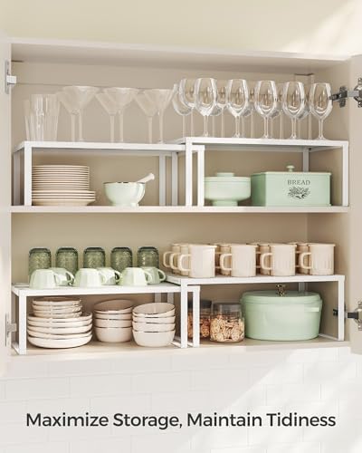 SONGMICS Set of 2 Metal Spice Racks, Stackable Expandable Shelf Risers