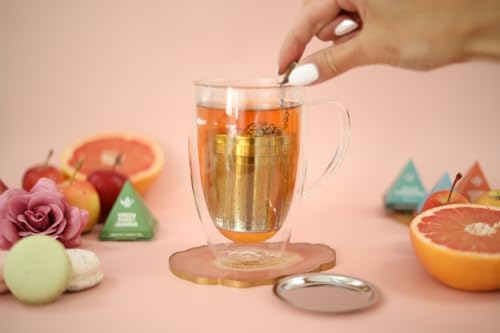 Teabloom Elegant Stainless Steel Loose Leaf Tea Infuser – Tea Connoisseur's Choice for White, Green, Oolong, Black, and Herbal Teas – Geometric Blossom Design – Large Size