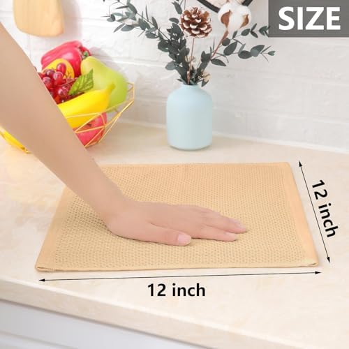 Homaxy 100% Cotton Waffle Weave Kitchen Dish Cloths 18-Pack, Apricot
