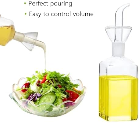 LandHope Oil Bottle Glass Olive Oil Dispenser Bottle Glass Cooking Oil Vinegar Measuring Dispenser With Spout for Kitchen and BBQ (250ml/8.54oz)