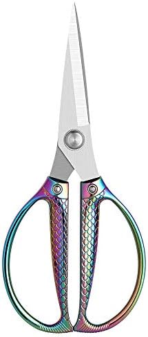 Jasni Fish pattern Powerful kitchen scissors professional Heavy Duty Multi-Purpose pretty Color rainbow Titanium Coating Forged Stainless Steel fish bones Shears Office Home scissors