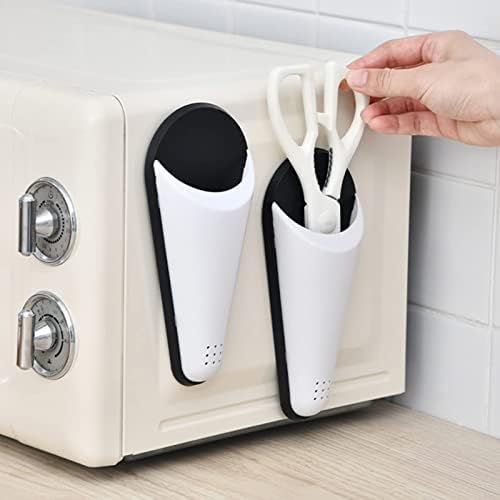 Scissor Holder with Magnetic Adsorption & Draining Holes Design, Detachable Refrigerator Scissors Storage Box Scissor Organizer for Kitchen Organization Scissor Block without Scissor Black