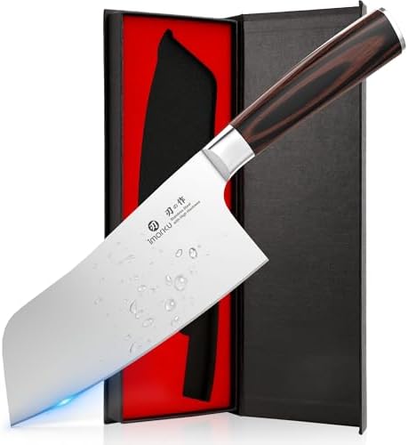 imarku 7 Inch Meat Cleaver, SUS440A Japanese Steel, Ergonomic Handle