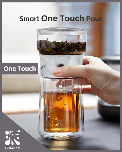 ZENS Modern One Touch Tea Maker, Glass Tea Infuser Pot for Loose Leaf Tea