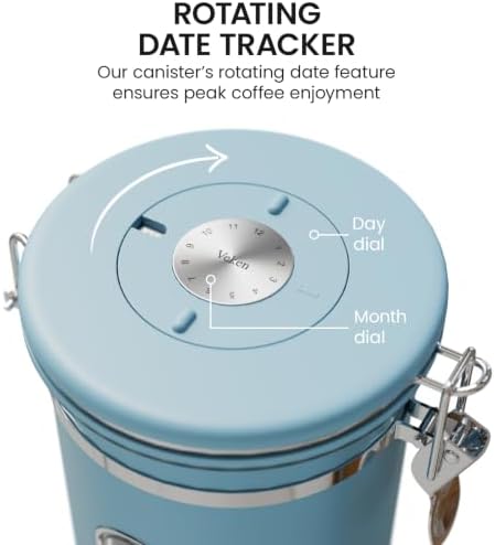 Veken Coffee Canister with Window, Airtight Stainless Steel Container, 22OZ
