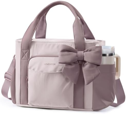 LOVEVOOK Insulated Lunch Box for Women,Adult Lunch Cooler Tote Bag with Bow
