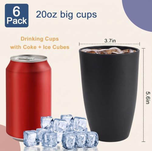Unbreakable Water Cup, 20 OZ Plastic Glasses Drinking (BlackGrey)