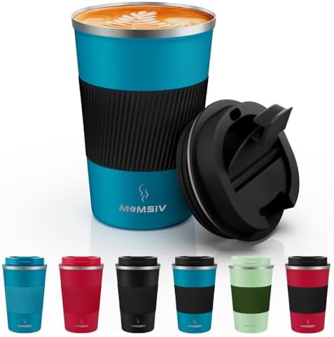 MMOMSIV 12oz Travel Coffee Mug, Insulated Coffee Cup with Leak-proof Lid