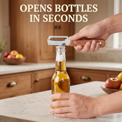 Premium Kitchen Peeler with Bottle Opener,Thickened by 1.8mm&420J2-Equivalent High-Carbon Stainless Steel Blade Multi-functional Peelers for Fruit&Vegetable with Wooden Handle,Right-Hand use [2 Pack]
