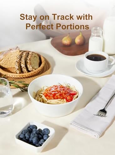 32 OZ Large Ceramic Bowls Set of 4, White Pasta Salad Bowls for Kitchen