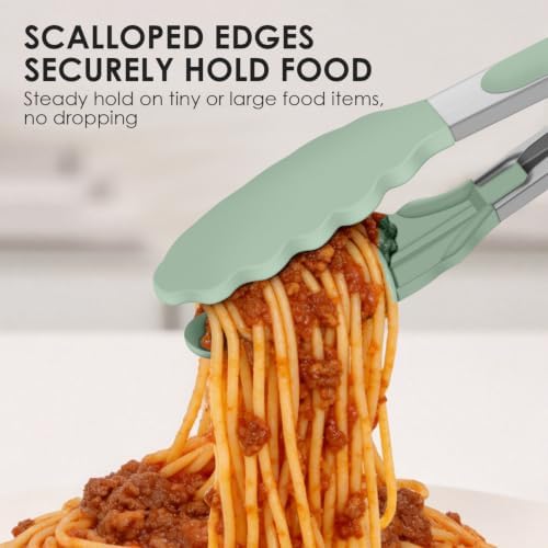 HOTEC Stainless Steel Kitchen Tongs with Silicone Tips, Set of 3-7",9" &12"