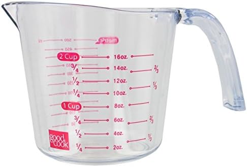 GoodCook Everyday 2-Cup Measuring Cup Liquid Measuring with Ounces and Milliliters Markings Tapered Pour Spout Easy-to-Read Lines Comfortable Handle for Precise Measuring, Clear (Pack of 48)