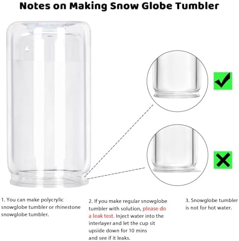 8 Pack plastic Snow Globe Tumbler, 16 Oz Double Wall Plastic Can with Lid and Straw, Mason Jar Mug for Snow Globe Glitter DIY Gift (Clear)