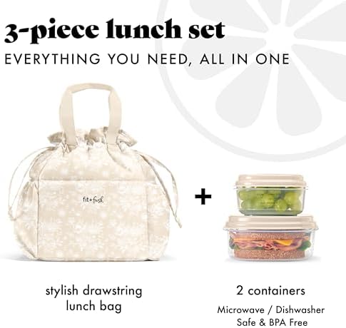 Fit & Fresh Cromwell Cinch Insulated Lunch Bag for Women w/Containers