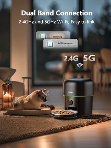 Automatic Cat Feeder with Camera - 5G WiFi Auto Cat Food Dispenser, 1080P HD Video with Night Vision, 1-15 Meals, 1-99 Portions, 2-Way Audio, Keeps Food Fresh, Timed Pet Feeder Also for Dogs