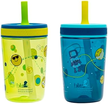 Zak Designs St. Jude Kelso 15oz Leak-Proof Toddler Straw Cups, 2-Pack