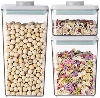 Food Storage Containers with Lids Airtight- 3Pcs BPA-Free Kitchen and Pantry Organization Pop Containers, Leakproof Stackable Kitchen Storage Containers for Cereal, Flour, Sugar (0.5, 1.2, 1.8 QT)