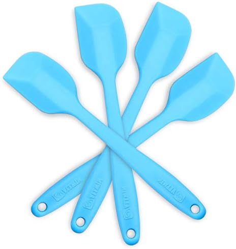 4-Piece Silicone Spatula Set with Stainless Steel Core, Blue
