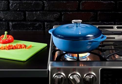 Lodge Essential Enamel Cast Iron Dutch Oven, 3 Quart, Caribbean Blue
