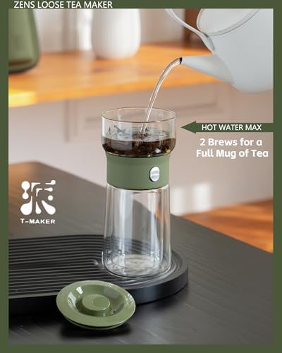ZENS Modern Glass Infuser Teapot, Smart One Touch Tea Maker for Loose Tea