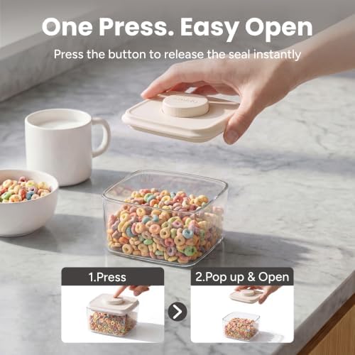 SMIRLY Glass Airtight Food Storage Containers with Pop Lids - White