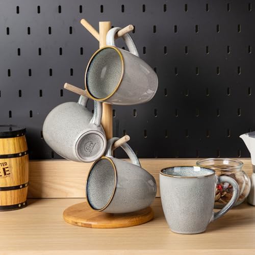 GBhome Ceramic Coffee Mugs Set of 4, 12oz Stoneware Coffee Mugs Set For Dad Mom Women MEN, Light Weight Coffee Cups for Latte/Tea/Beer/Hot Cocoa, Dishwasher & Microwave Safe