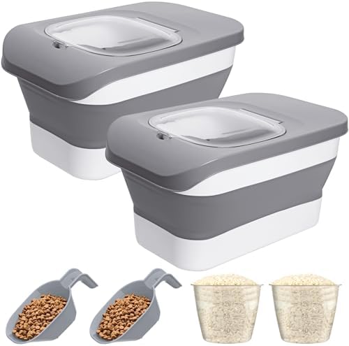 10-26Lbs Airtight Dog Food Container 2Pcs,Collapsible Pet Food Storage