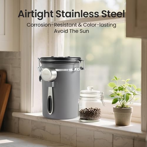 Veken Coffee Canister, Airtight Stainless Steel Food Storage Container,22OZ