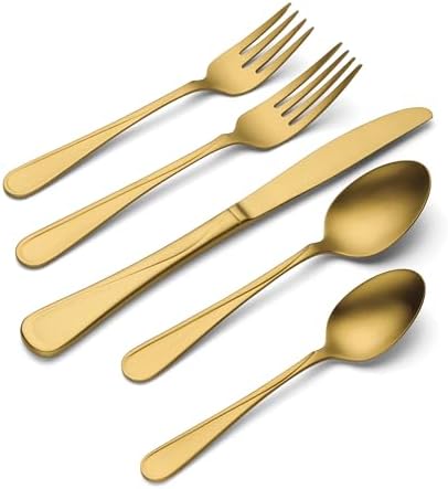 Oneida Flatware Flight Gold Satin 18/0 Silverware Set for 4, (20-Piece)