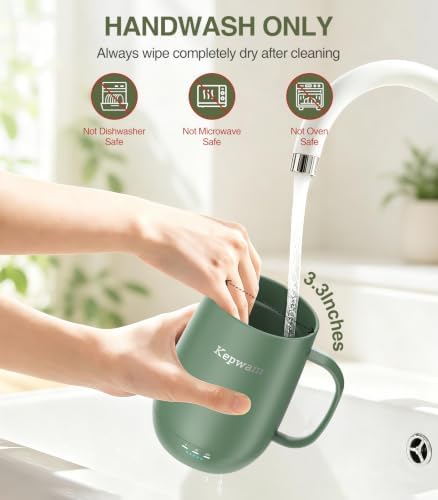 Kepwam Heated Coffee Mug,14oz Self-Heating Coffee Mug with 3 Temp Settings