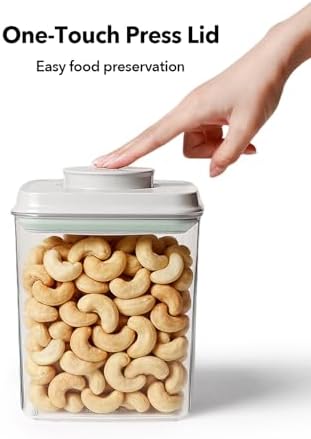 Airtight Food Containers Set with One-Touch Lid, Mixed Size Set (2.8 QT / 2.65 L & 4.2 QT / 4.0 L) with Scoop, Stackable Jars for Complete Kitchen Organization.
