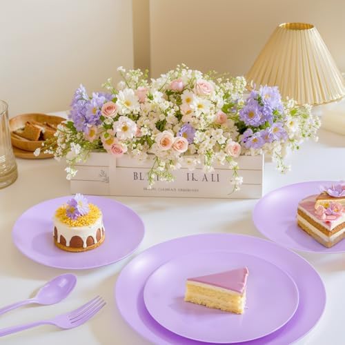 EjonirInjonir 150pcs Premium Purple Plastic Plates for Parties Matte Finish