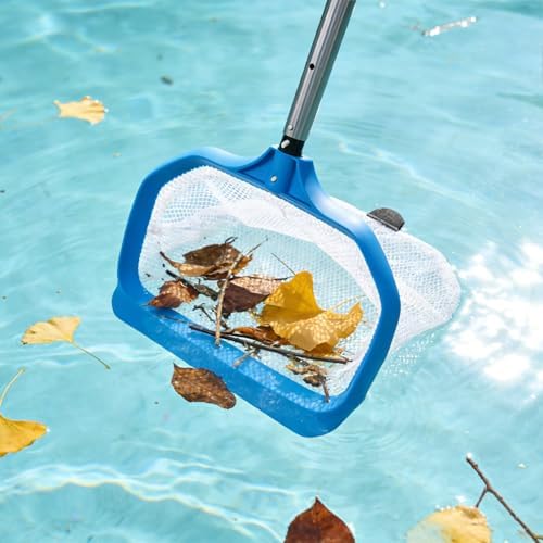 TidyMister Pool Skimmer Net with Front Double Layer Net, Ultra Fine Mesh Diamond Netting Pool Leaf Rake for Above Ground Pools & In-ground Pools, Fit with 1-1/4'' Standard Pole