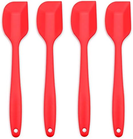 4-Piece Silicone Spatula Set with Stainless Steel Core, Red