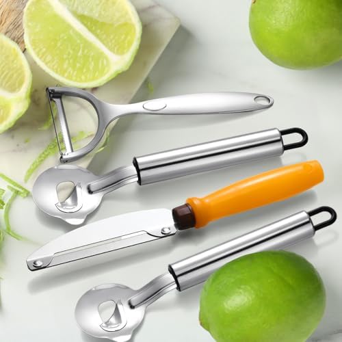 Lothee 4 Pcs Cactus Peeler Tool Set, Stainless Steel Long Handle Kitchen