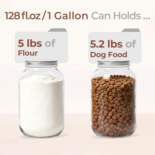 ComSaf 128 oz Wide Mouth Mason Jars 2 Pack, 1 Gallon Glass Jars with Lids