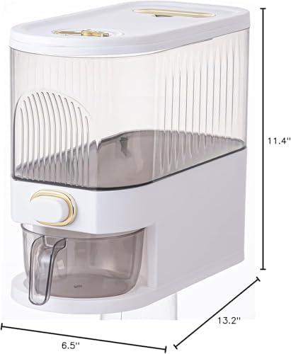 Sooyee Clear Rice Dispenser 11Lb with Measuring Cup