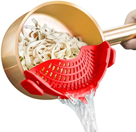 AUOON Clip On Strainer for Pots, Standard 8.86 x 3.55 in, Red