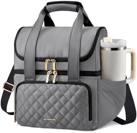 LOVEVOOK Insulated Lunch Box for Women,Large Double Deck Adult Lunch Bag