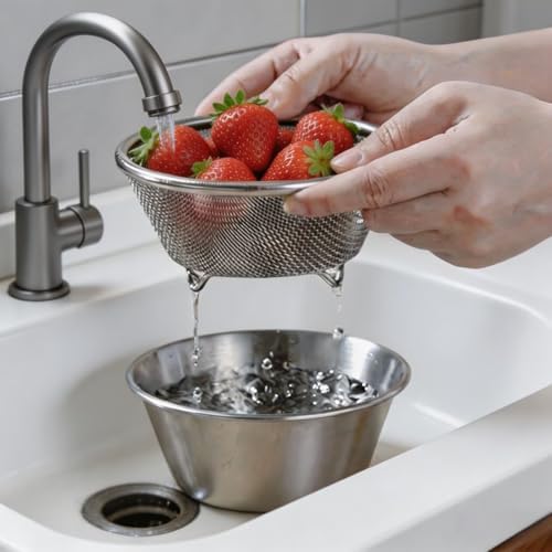 Mini Colander with Small Mixing Strainer Bowl,Small Strainer for Fruit,Rice