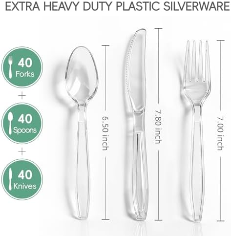 120 Count Extra Heavy Duty Clear Plastic Silverware