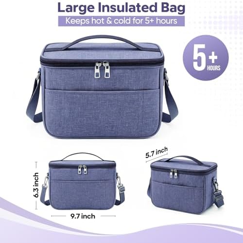 Bento Box Adult with Insulated Lunch Bag - 3 Stackable Leak-Proof Lunch Box