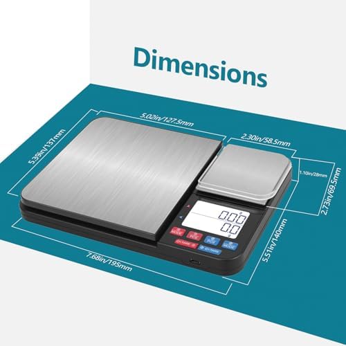 Dual Platform Digital Kitchen Scale, USB Rechargeable, 11lbs/5kg with 0.1g Precision & 500g with 0.01g Precision, with Tare & Accumulation, for Baking, Cooking, Jewelry, and Weight Loss