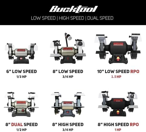 BUCKTOOL 10" 1.5HP Low Speed Bench Grinder,High Precision Wobble Free Wheel