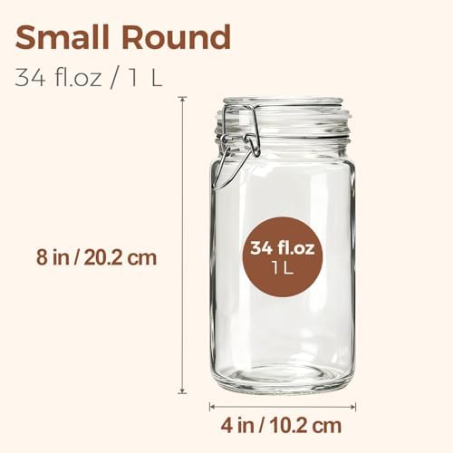 ComSaf Glass Pantry Jars with Airtight Lids 34 oz 3 Pack Coffee Canisters